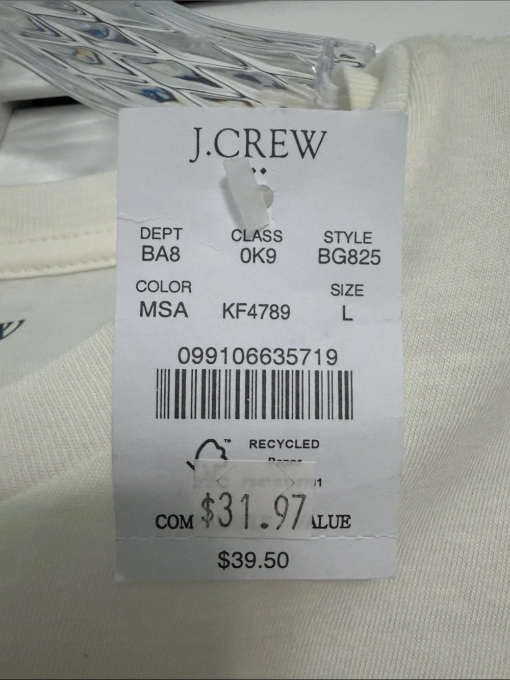 J. Crew Cream Short-Sleeve 'Vacation Crew' Graphic Tee with Green Print